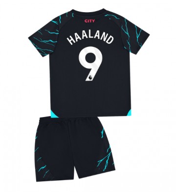 Manchester City Erling Haaland #9 babykläder Tredje Tröja barn 2023-24 Korta ärmar (+ Korta byxor)